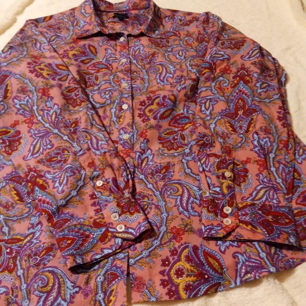 Talbots - Button up Paisley Blouse